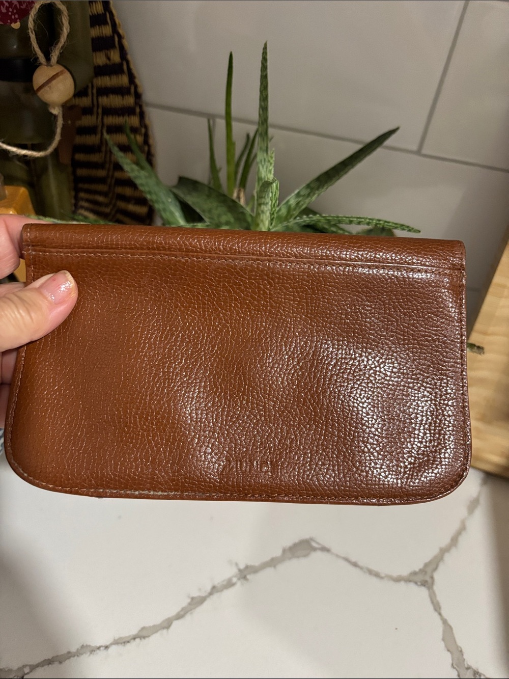 Vintage Mumdi Brown Leather Envelope Clutch - Women Bags - Picture 4 of 5